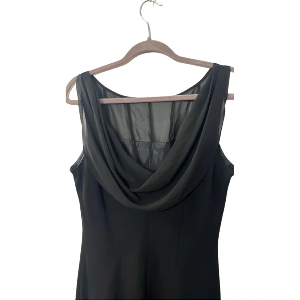 JONES NEW YORK BLACK SHEER CHIFFON JEWELED BODICE DRESS SIZE 16